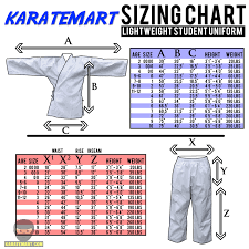 new detailed uniform sizing charts karatemart com