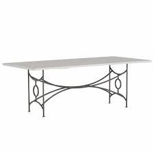 Summer Classics Trestle Modern Ivory Stone Top Outdoor Dining Table In 2020 Stone Dining Table Outdoor Dining Table Metal Dining Table