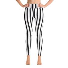 Black And White Striped Tights Outfit Black White Striped Yoga Leggings Long Women S Yoga Pants Gym Tights Made In Usa Eu Striped Leggings Outfit Black And White Leggings Yoga Leggings
