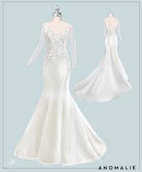 Anomalie Custom Wedding Dress With Long Sleeves Structured Fit Flare Sketch Wedding Dress Sketches Dress Design Sketches Wedding Dress Long Sleeve