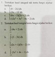 Jun 23, 2021 · integral tak tentu bisa dikatakan sebuah fungsi baru yang memiliki turunan dari fungsi asli. Tentukan Hasil Integral Tak Tentu Dan Tentu Pada Fungsi Aljabar Berikut Pls Tolong Ya Guys Besok Brainly Co Id
