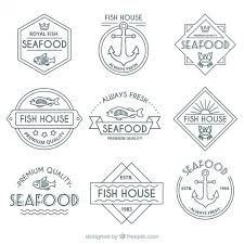 Retro Seafood Badges Word Design Logo Design Fish Logo