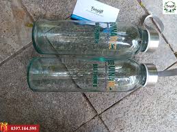 Bình Thủy Tinh 300ml Có Dây Xách In Logo VinaRice