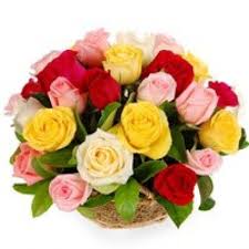 Order Online Mixed Color Roses Basket In Vizag Flowers In Visakhapatnam Rose Basket Fast Flowers Buy Cake Online