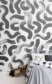 It's always very difficult to decorate a teenage boys' bedroom with designs in some circumstances it may be preferable to only decorate a feature wall in one of the wallpapers. Black Paint Brush Stroke Abstract Wallpaper Mural Hovia Uk Feature Wall Bedroom Wallpaper House Design Wall Decor Bedroom