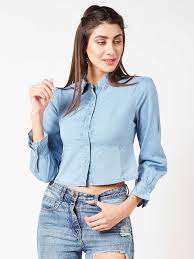 The Style Ivy Women Solid Casual Blue Shirt Buy The Style