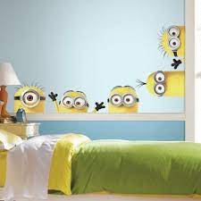 Room Mates Peeking Minions Giant Peel And Stick Wall Decal Minions Wall Wall Decals Wall Decals Yellow