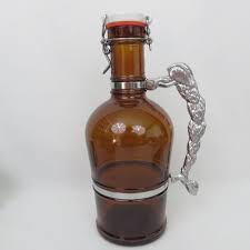Deschutes Brewery 2 Liter Amber Glass Growler Bottle Htf Hops Handle New Deschutesbrewery Glass Growler Deschutes Brewery Vintage Bottles