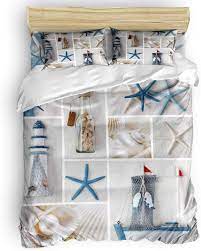 Enjoy this feeling every night by choosing from a variety of linen options at weylandts. Buy Nautical Marine 4 Pieces Bedding Set Polyester Microfiber Duvet Cover With Corner Ties Soft Breathable Durable Bed Comforter Covers Full Size Lighthouse Sail Boat Beach Starfish Shell Sea Life Online In