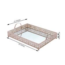 Forget the normal folding tray, go big style with the lajos tray table. 16x12 In Rose Gold Metal Rectangle Fleur De Lis Mirror Serving Tray