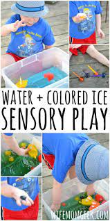 Water Sensory Play With Colored Ice Sensory Play Toddler Activities Infant Activities