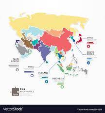 Concept Map Of Asia Asia Infographic Map Template Jigsaw Concept Vector Image