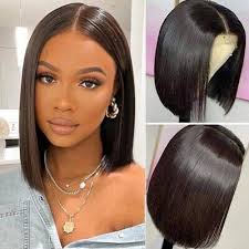 Short Bob Bone Straight 13x4 Lace Front Human Hair Wigs 4x4 Lace Closure  Wig