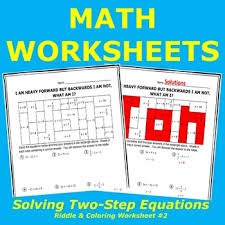 Solving Two Step Equations Riddle And Coloring Worksheet 2 By Math Worksheets