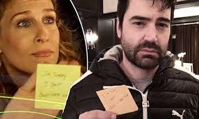 I'm sorry. I can't. Don't hate me': Sex and the City actor Ron Livingston  recreates infamous scene where Berger dumps Carrie with a Post-it note