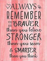 You re braver than you believe. Always Remember You Are Braver Than You Believe Stronger Than You Seem Smarter Thank You Think Inspirational Journal Notebook To Write In For Journals Notebooks For Women