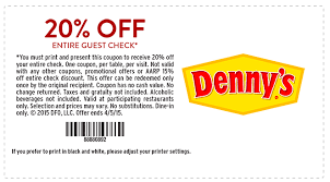 Hurry In For 20 Off Entire Check At Dennys April 2015 Dennys Coupons Printable Coupons Coupons