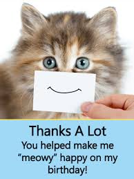 Maybe you would like to learn more about one of these? Cat Thank You Card For Birthday Wishes Birthday Greeting Cards By Davia