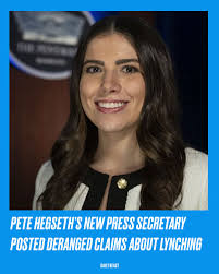 Hegseth's new press secretary has a long history of allegedly pushing  antisemitic and neo-Nazi conspiracy theories. Read more here:  https://trib.al/GK1FjNq