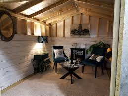 Catherine's mother is now living happily inside this storage shed converted to a house! The Secret To A Perfect She Shed Tuff Shed She Shed Interior Shed Interior Backyard Remodel