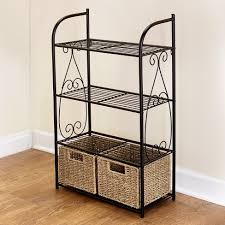 Target/home/storage & organization/utility storage racks : Lakeside Decorative Metal Shelves With 2 Pullout Seagrass Baskets For Bathroom Storage Target