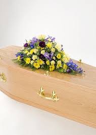 Classical funeral arrangement in violet tones. Single Ended Teardrop Spray Sweet Lavender Flowers In Ashtead Ashtead Flowers Ashtead Surrey
