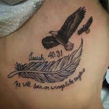 Soaring Eagle Tattoo Verse Tattoos Eagle Tattoo Tattoos For Guys