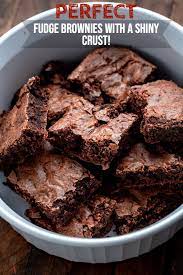 Easy Brownie Recipe With Shiny Crust Perfect Brownies For A Crowd Recipe Brownies Recipe Easy Perfect Brownie Recipe Brownie Recipes