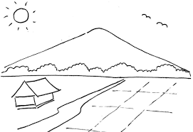 Menggambar pantai dan laut yang mudah. Sketsa Gambar Pemandangan Gunung Harian Nusantara