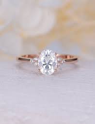 Vintage Moissanite Engagement Ring Rose Gold Engagement Ring Oval Moissanite Ring Synthesis Diamond Cluster Ring Wedding Bridal Anniversary Gold Oval Engagement Ring Rose Gold Oval Engagement Ring Rose Engagement Ring