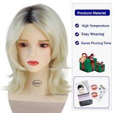 Halloween novia de Chucky mujeres Tiffany Rubio Omber pelo negro pelucas de  separación media Jennifer Tilly disfraz Cosplay peluca Natural