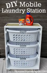 This week we made a laundry folding station shelf that goes over our front load laundry machines. Creative Ways To Repurpose Laundry Baskets