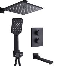 Regendusche thermostat → umfangreicher kaufratgeber beliebteste regendusche thermostat aktuelle angebote: Regendusche Set Thermostat Unterputz Mit Handbrause In Schwarz