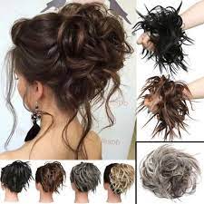 Messy Bun Ponytail Scrunchie Tousled Hair Piece Extensions Black Brown Blonde Us Bun Hair Piece Curly Hair Pieces Hair Pieces