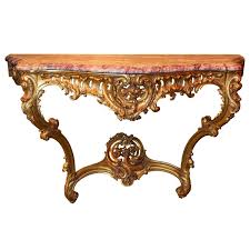 French Louis Xv Style Giltwood And Marble Top Console Table 1stdibs Com Marble Top Console Table Console Table Table