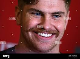 Hensol, Wales, UK. 28th Nov, 2019. Aaron Wainwright the Wales rugby player  speaks to the press at the Wales rugby Team announcement press conference  at the Vale Resort, Hensol, near Cardiff, South