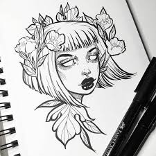 We did not find results for: Beginner Drawing Ideas Black Marker Sketch On White Background Of Girl With Short Hair Flowers In Her Hai Drawings Pinterest Creative Drawing Creative Sketches
