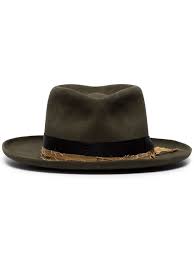 Nick Fouquet Forest Green Distressed Ribbon Embellished Fur Hat Hats For Men Hats Mens Caps
