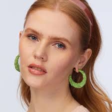 Lele Sadoughi Archer Pave Hoop Earrings in Chartreuse Earrings