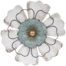 Shop with me at hobby lobby. Distressed White Turquoise Flower Metal Wall Decor Hobby Lobby 1810415