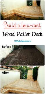 Build A Low Cost Wood Pallet Deck Easy Pallet Ideas Pallet Decking Pallet Patio Building A Deck