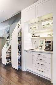 Before And After See How This Home Added A Coffee Station And Food Storage Cabinet Under The Stairs Kitchen Under Stairs Stairs In Kitchen Cabinet Under Stairs