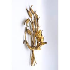 16'' h x 15'' w x 7.5'' d Mid Century Italian Gold Gilt Flower And Leaf Wall Sconce Candle Holders A Pair Chairish
