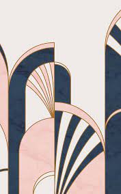Blue Pink Art Deco Arches Print Wallpaper Mural Hovia Uk Art Deco Print Art Deco Pattern Pink Art Deco
