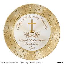 Golden Christian Cross 50th Anniversary Gifts Dinner Plate Zazzle Com 50th Anniversary Gifts 50 Wedding Anniversary Gifts Golden Anniversary Gifts