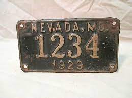 Vintage 1929 Nevada Missouri Motorcycle License Plate Indian Harley Davidson Motorcycle License License Plate Harley Davidson