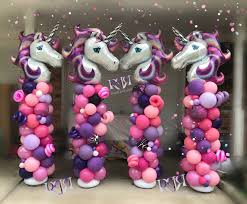Purple Pink Organic Unicorn Columns Unicorn Balloon Balloon Columns Balloons