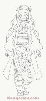 How To Draw Nezuko Kamado From Kimetsu No Yaiba Mangajam Com In 2020 Anime Drawings Sketches Anime Drawings Tutorials Anime Lineart