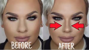 Use contour makeup to define a flat nose, narrow nose and the overall look of your face shape. How To Make A Big Nose Look Small Nose Contouring Youtube