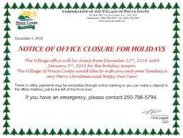 If you're closing for christmas or new year's, it's safe to assume your customers expect you to be festive and maybe even humorous. Notice Holiday Office Closure Pouce Coupe